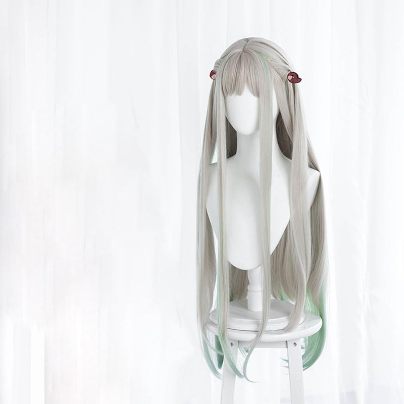 JCvCX Anime Yashiro Nene Wig Gray Mixed Light Green Long Straight Party Hair Cosplay Props Halloween - Image 2